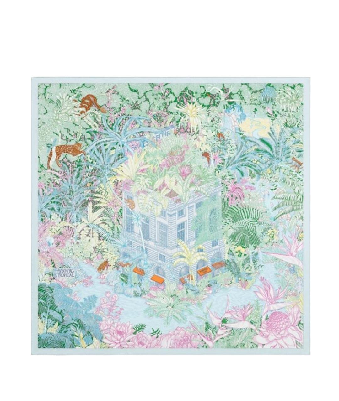 HERMES Синий шелковый шарф, фото 1