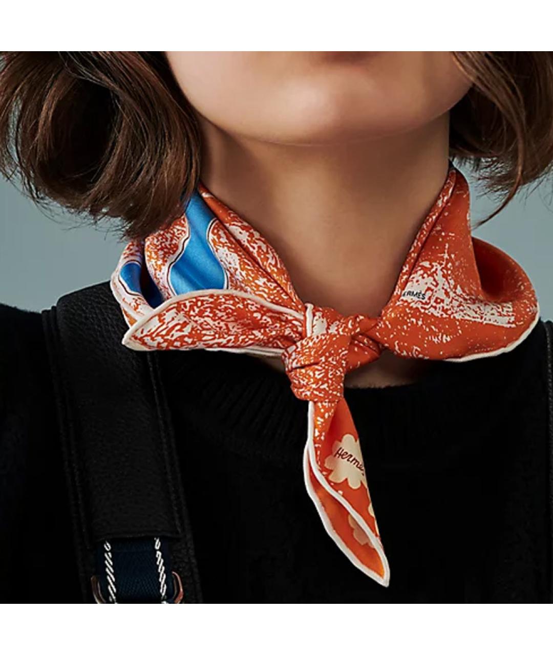 HERMES Оранжевый шарф, фото 2