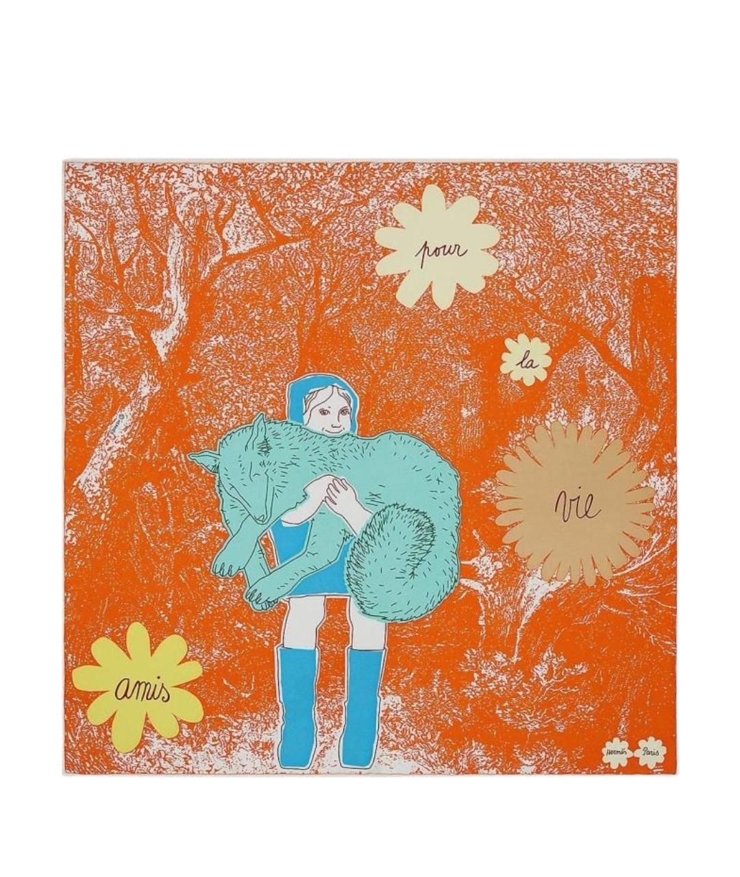 HERMES Оранжевый шарф, фото 1