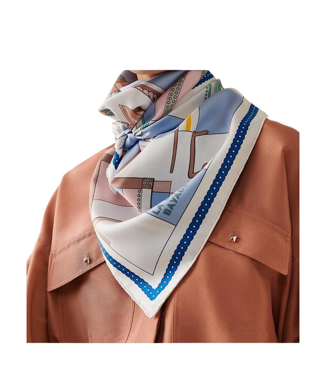 HERMES Мульти шелковый шарф, фото 2