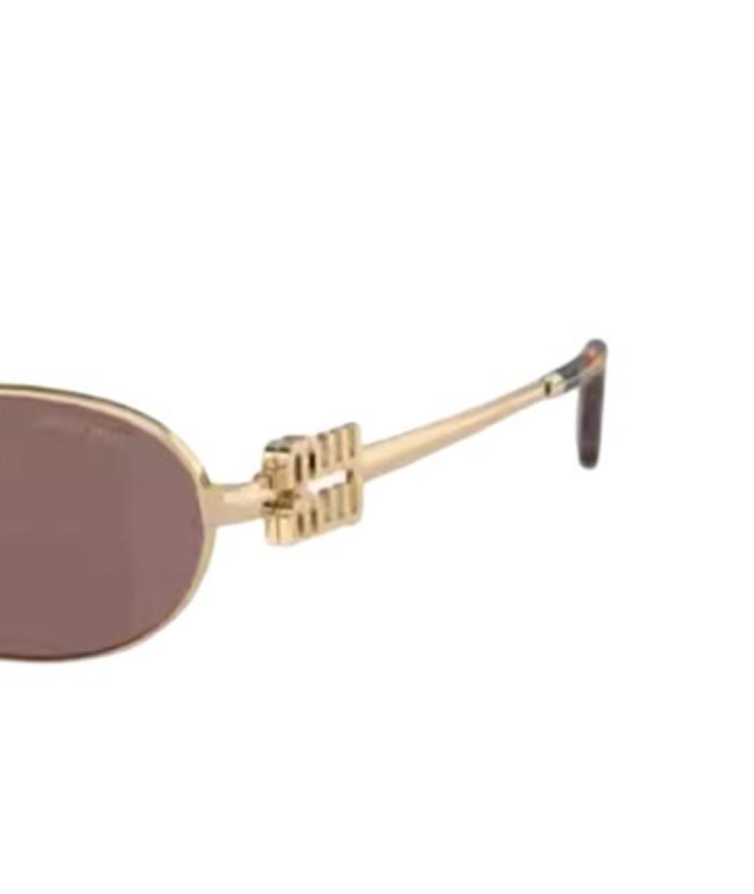 MIU MIU Золотые металлические солнцезащитные очки, фото 3