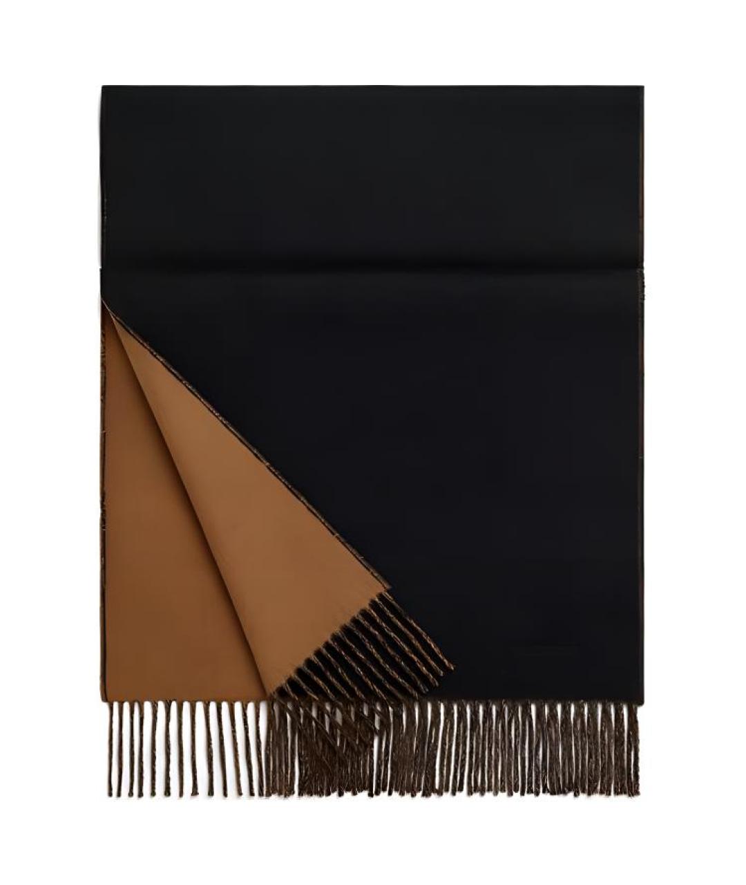 HERMES Черный кашемировый шарф, фото 1