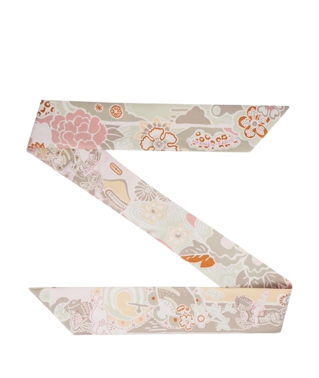 HERMES Розовый шелковый шарф, фото 1