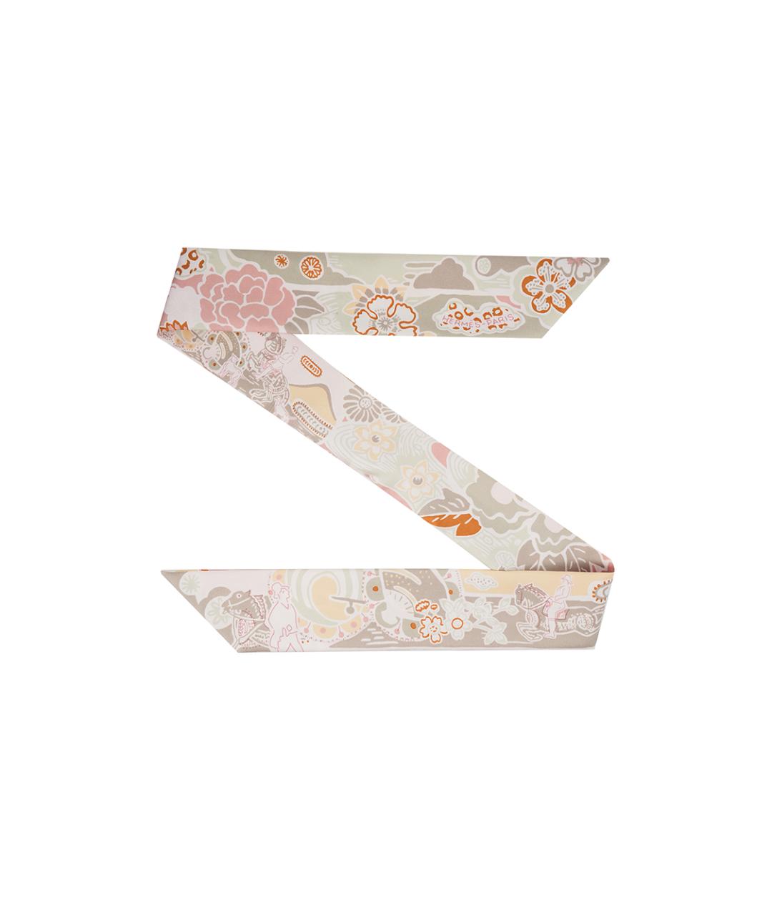 HERMES Розовый шелковый шарф, фото 6