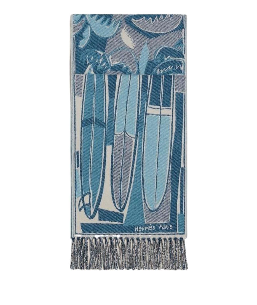 HERMES Голубой шарф, фото 1