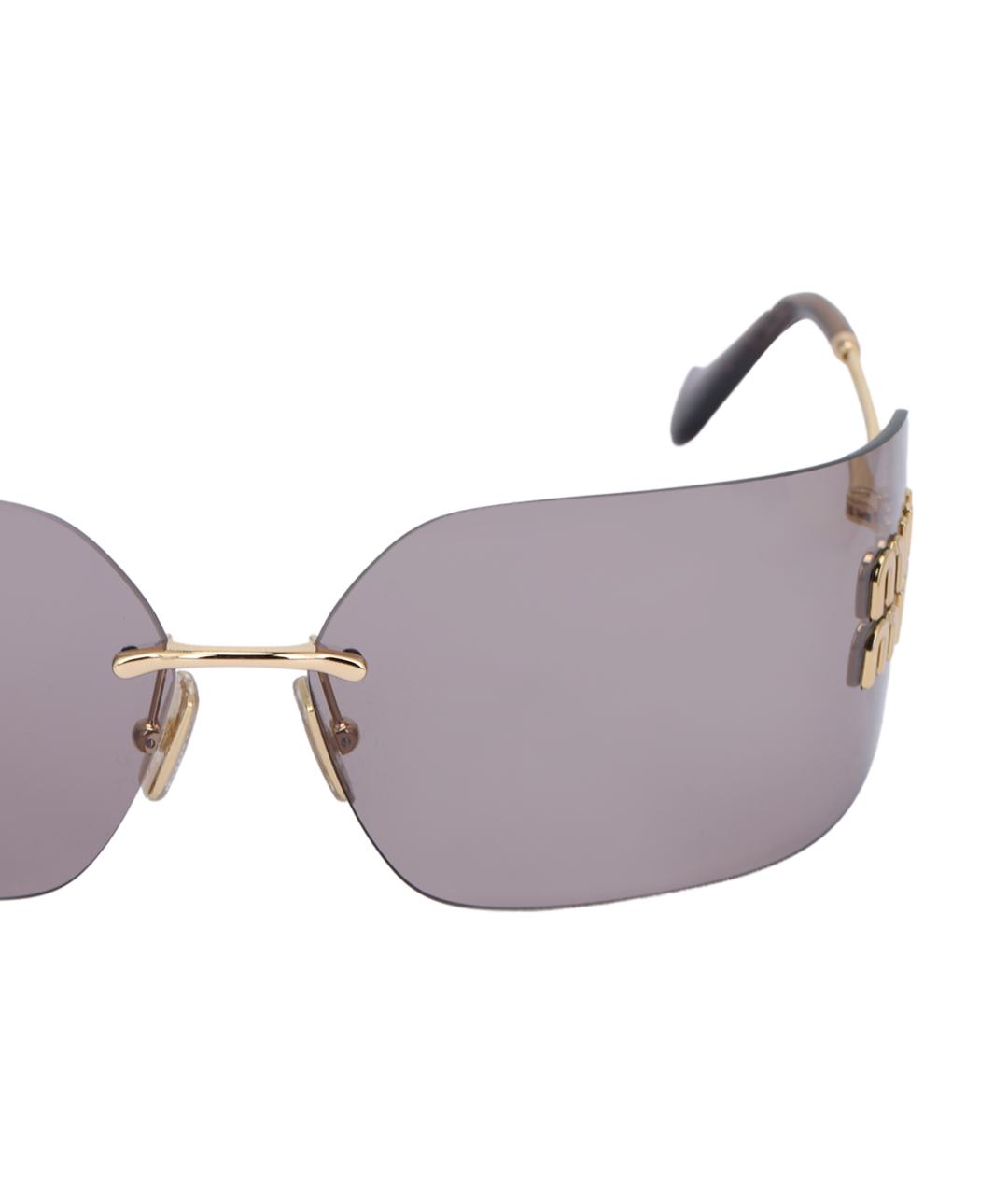 MIU MIU Золотые металлические солнцезащитные очки, фото 5
