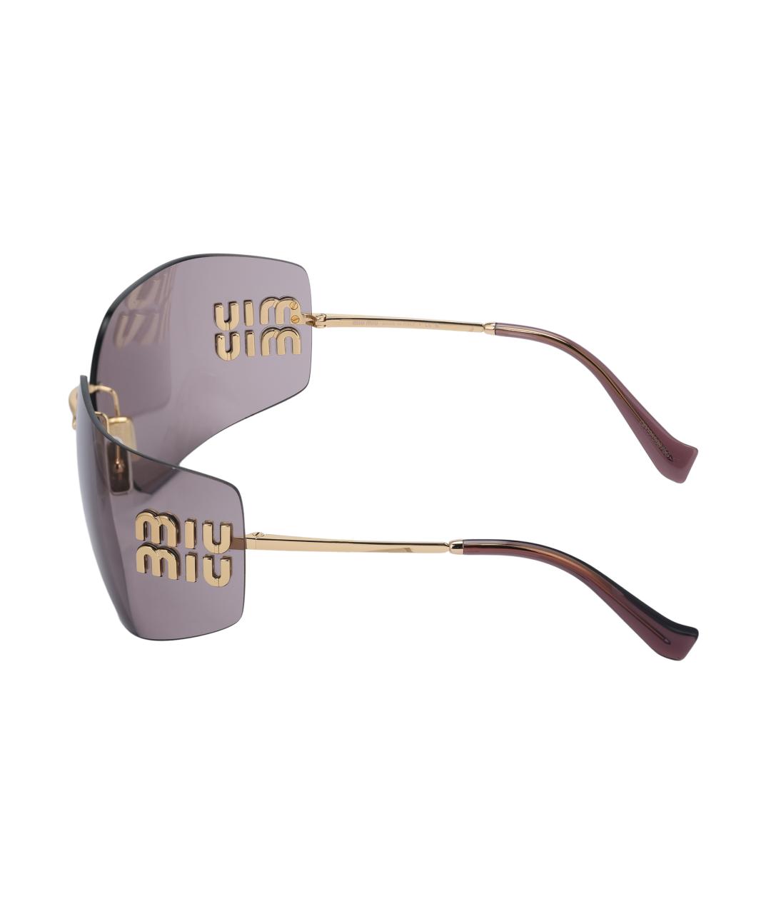 MIU MIU Золотые металлические солнцезащитные очки, фото 3