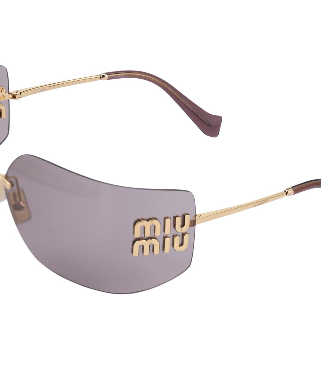 MIU MIU Золотые металлические солнцезащитные очки, фото 4