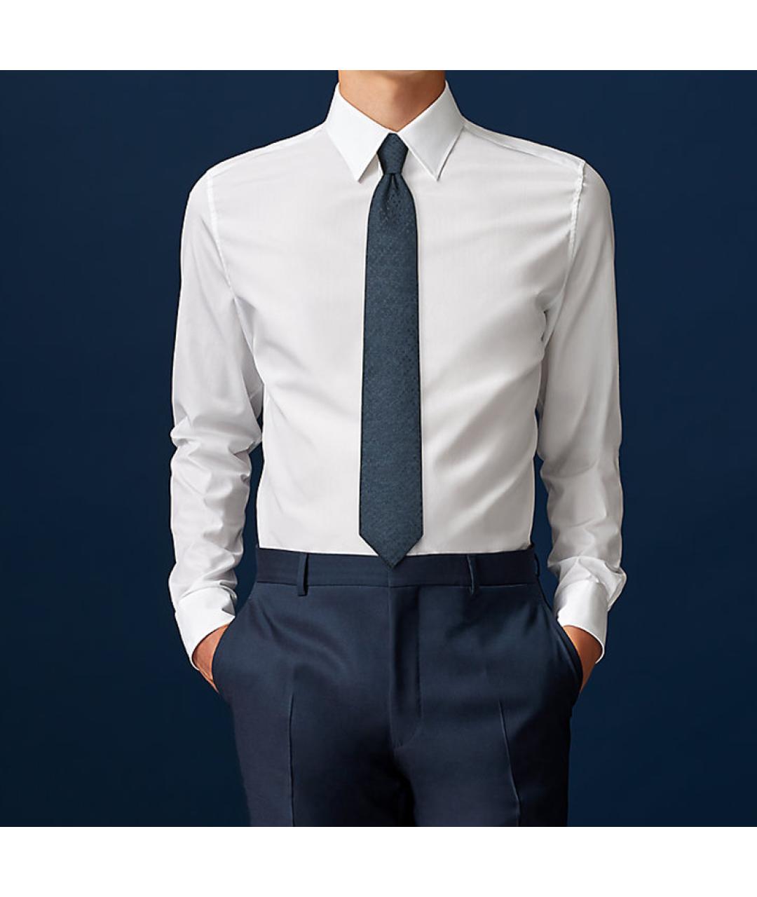 HERMES Синий шелковый галстук, фото 3