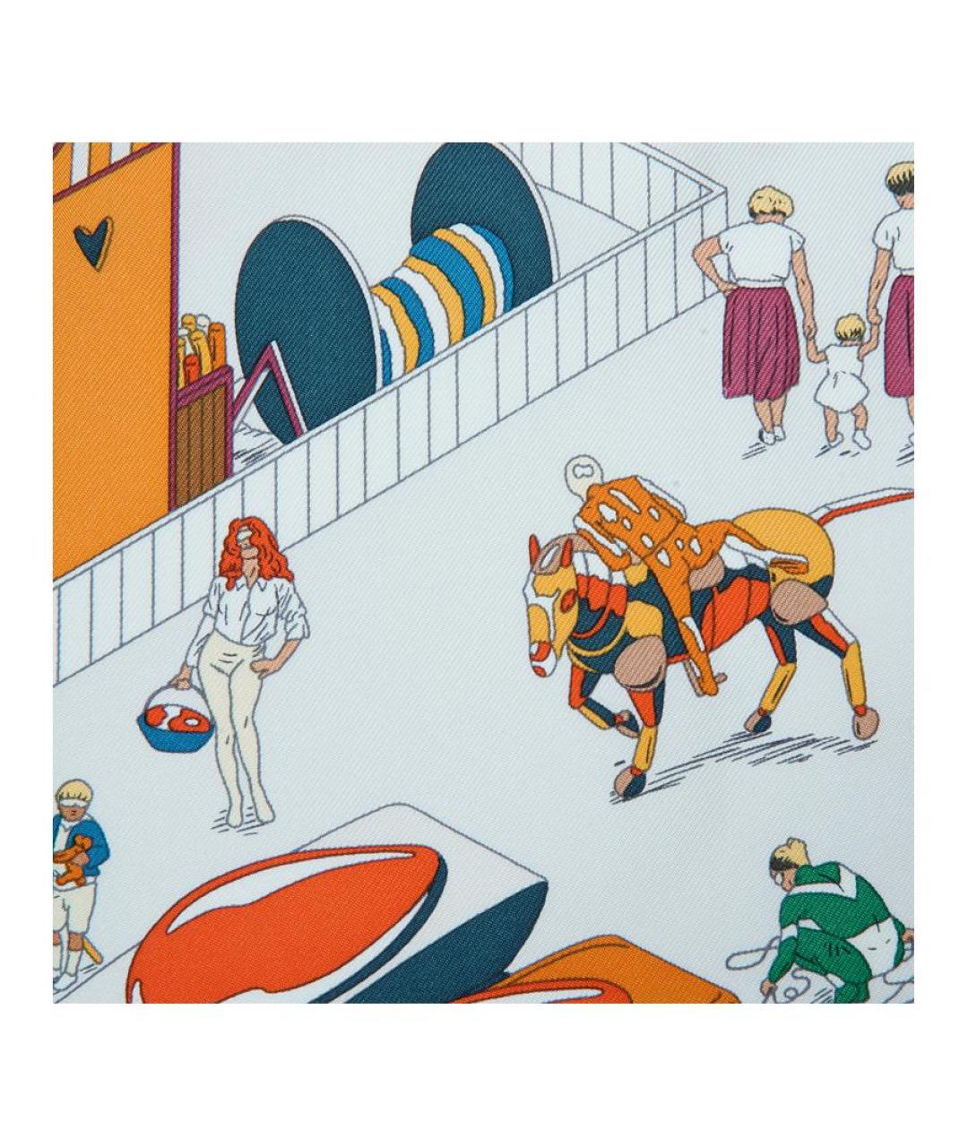 HERMES Синий шелковый шарф, фото 3