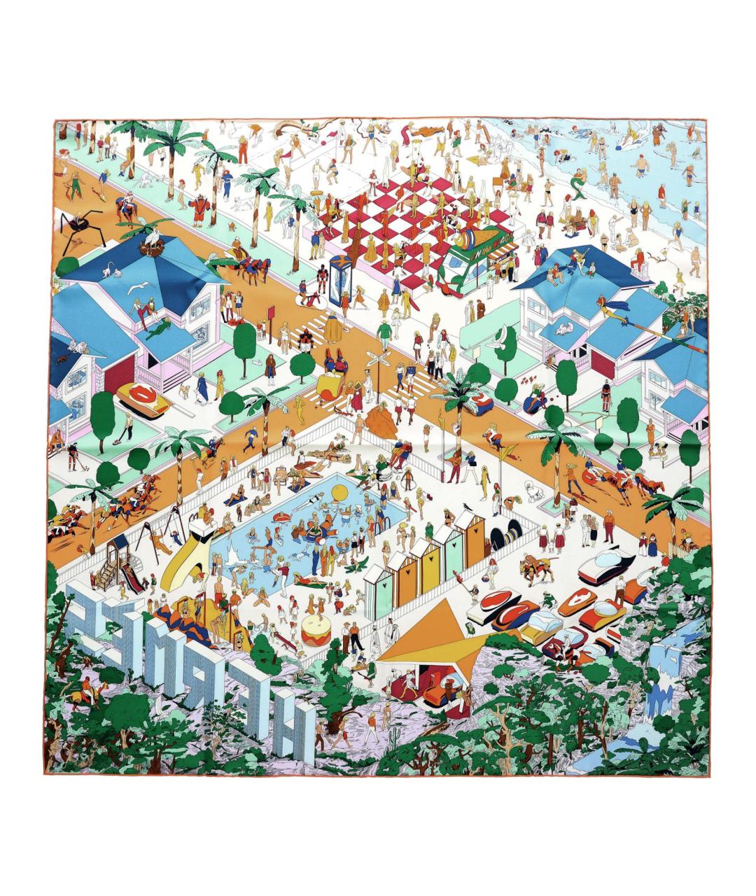 HERMES Синий шелковый шарф, фото 1