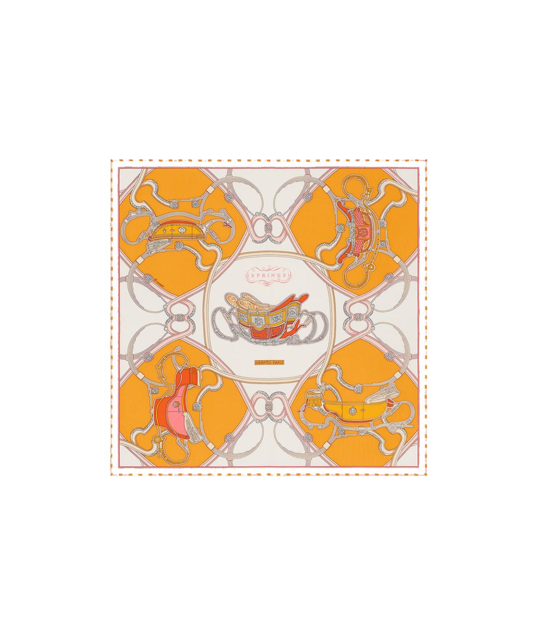 HERMES Оранжевый шелковый шарф, фото 3