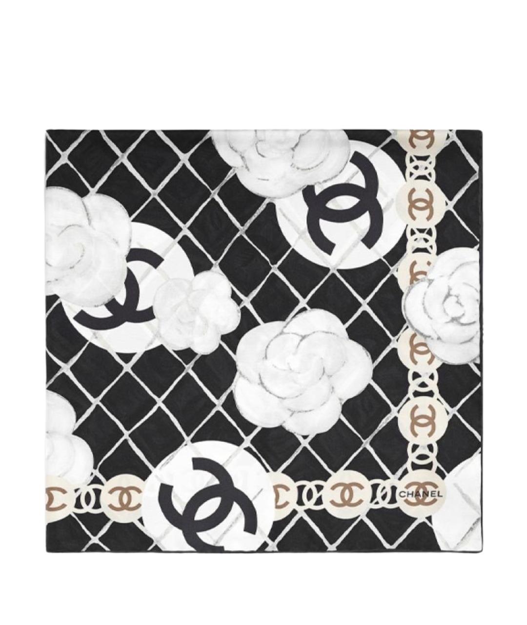 CHANEL Черный шелковый шарф, фото 1