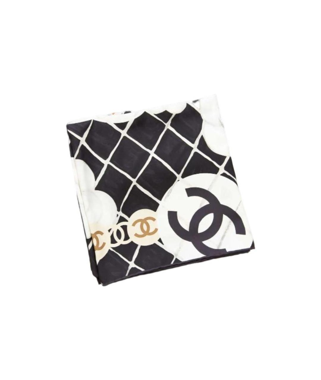 CHANEL Черный шелковый шарф, фото 3