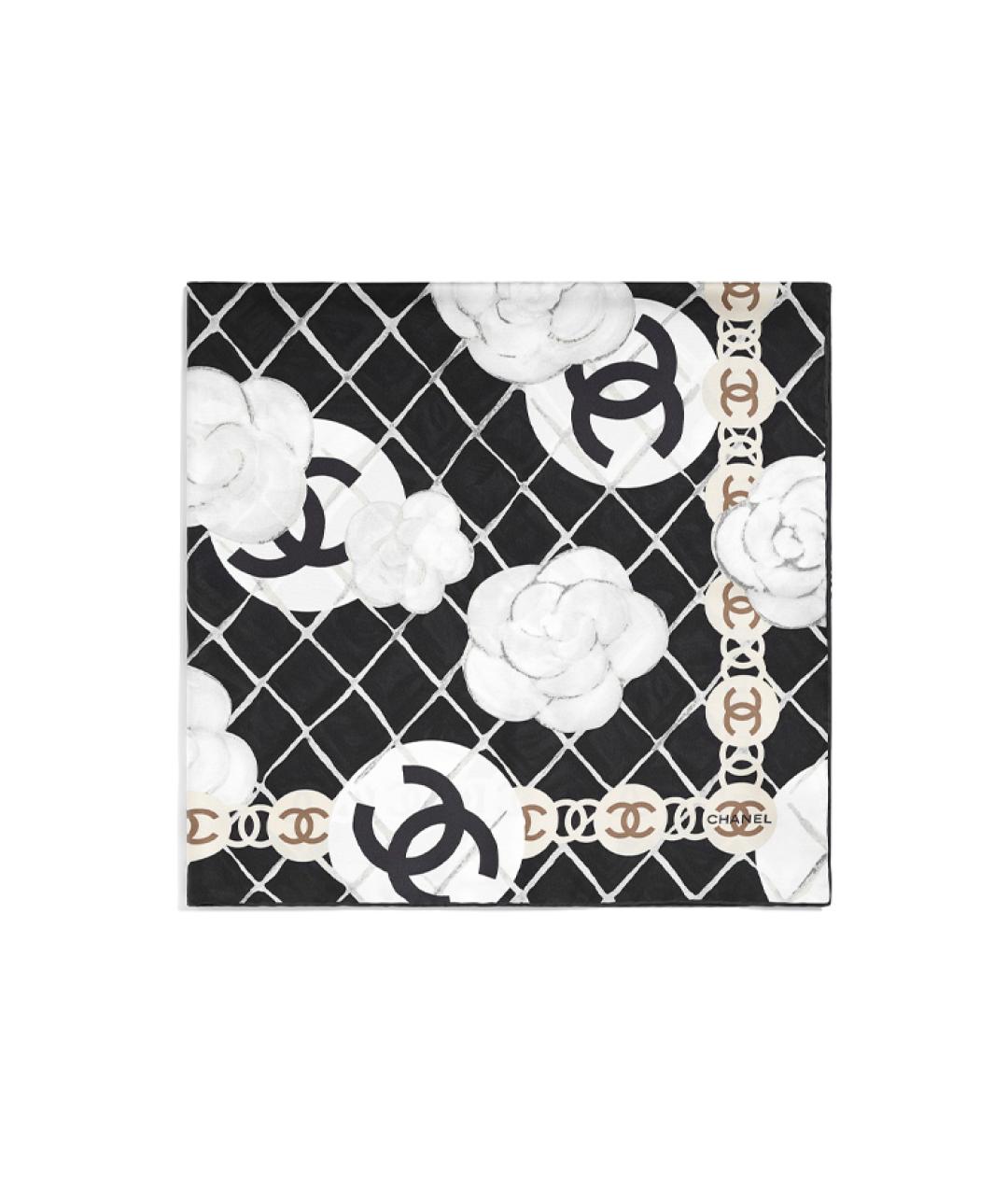 CHANEL Черный шелковый шарф, фото 6