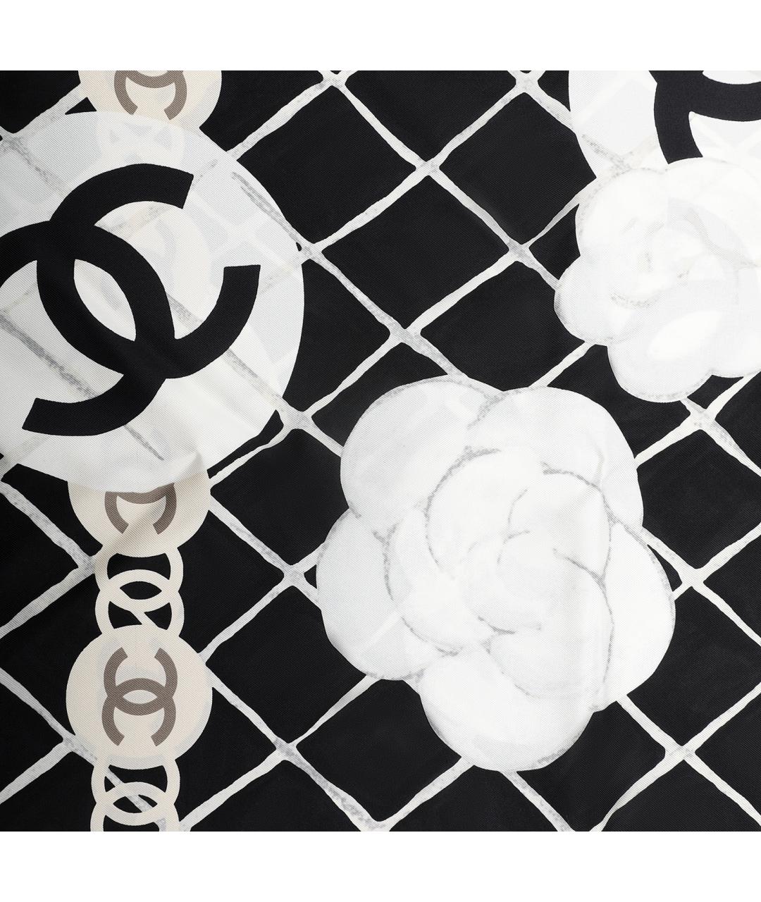 CHANEL Черный шелковый шарф, фото 5