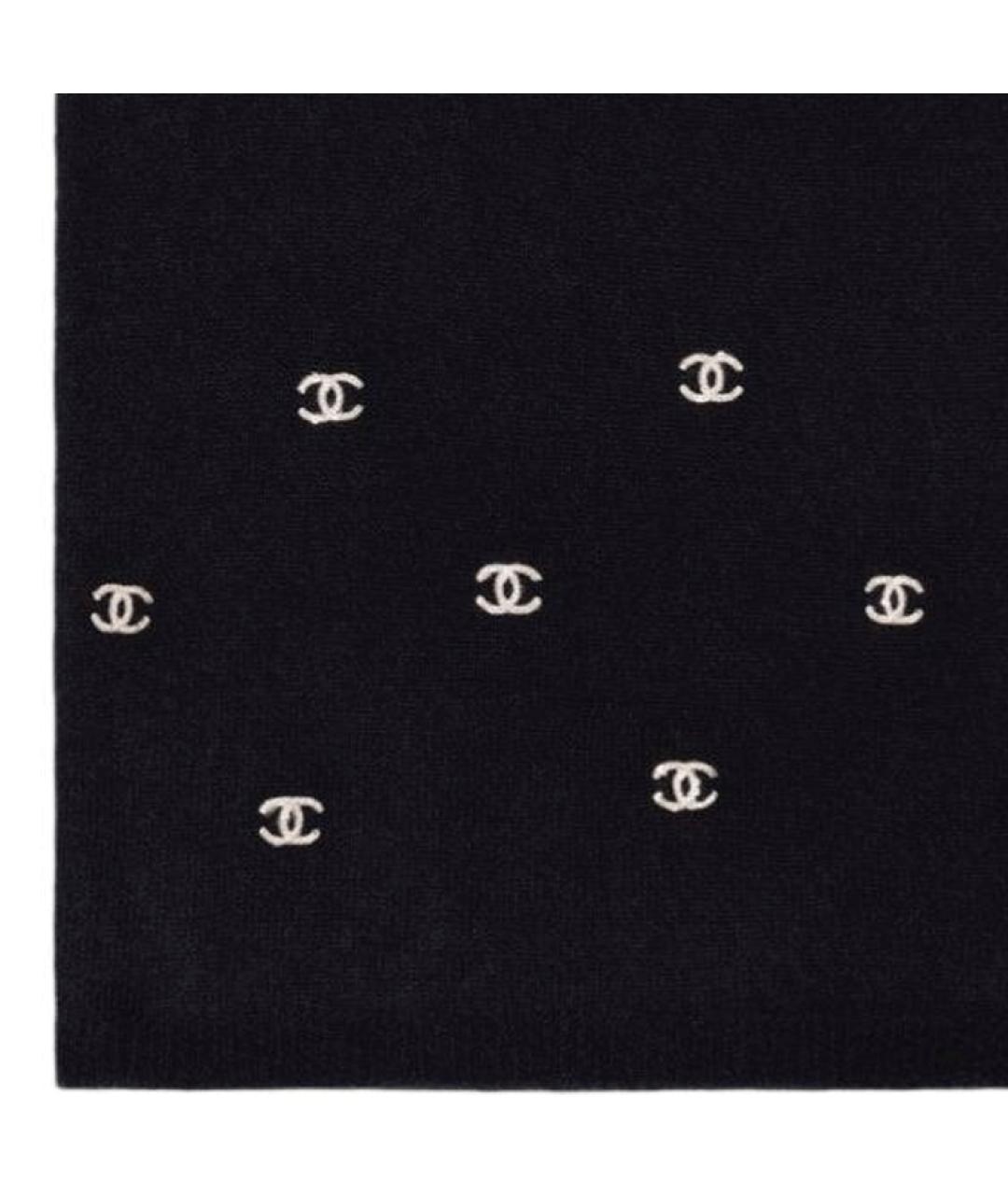 CHANEL Черный кашемировый шарф, фото 2