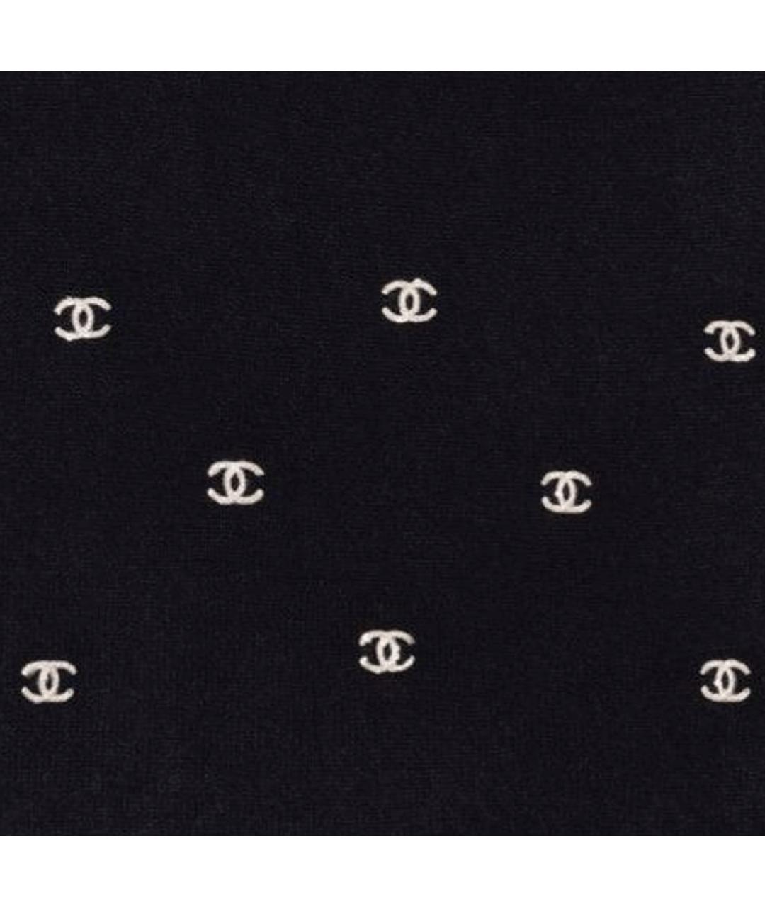 CHANEL Черный кашемировый шарф, фото 3