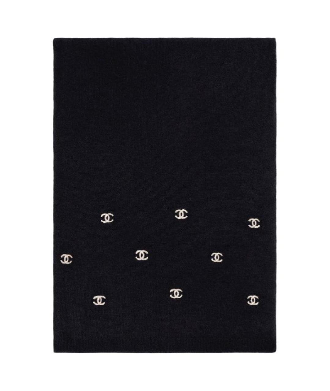 CHANEL Черный кашемировый шарф, фото 1