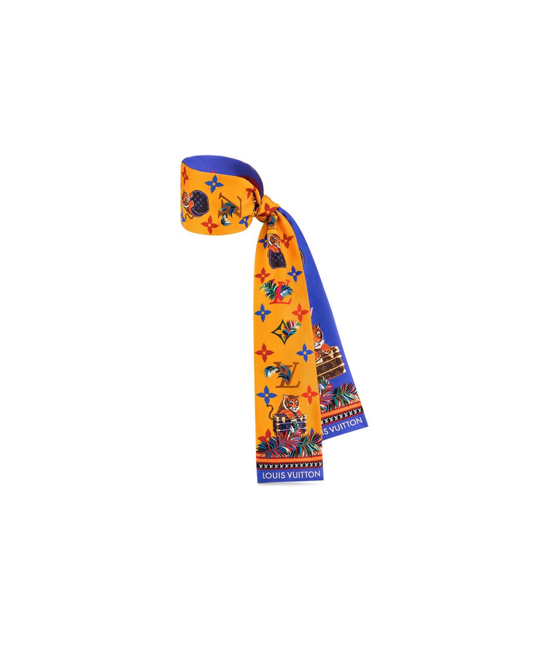 LOUIS VUITTON Желтый шелковый шарф, фото 2