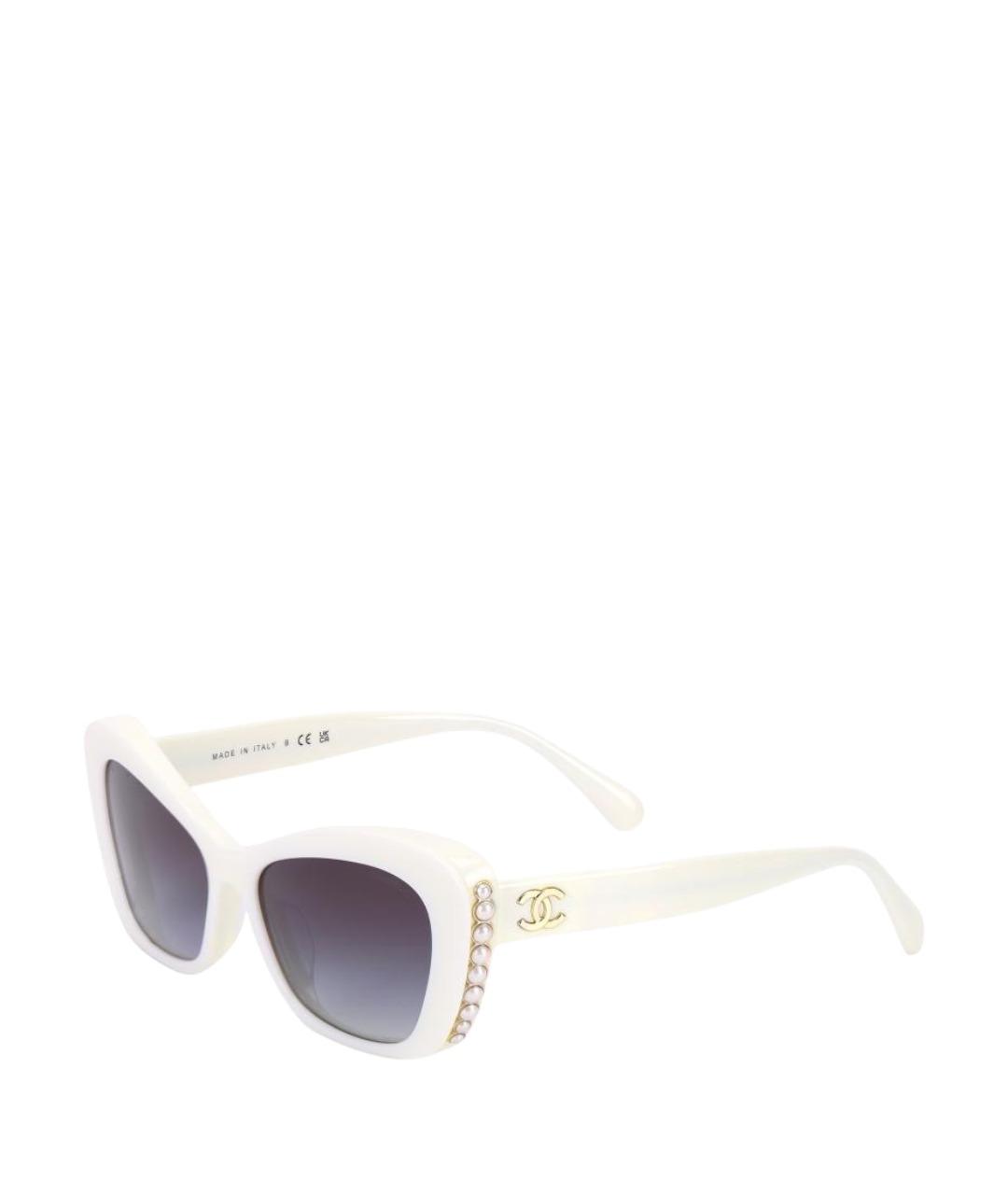CHANEL Белые пластиковые солнцезащитные очки, фото 1