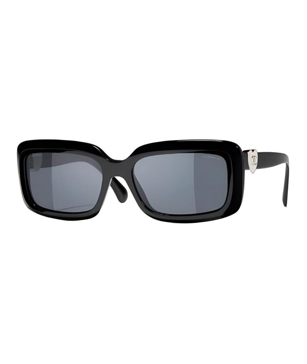 CHANEL Черные пластиковые солнцезащитные очки, фото 1