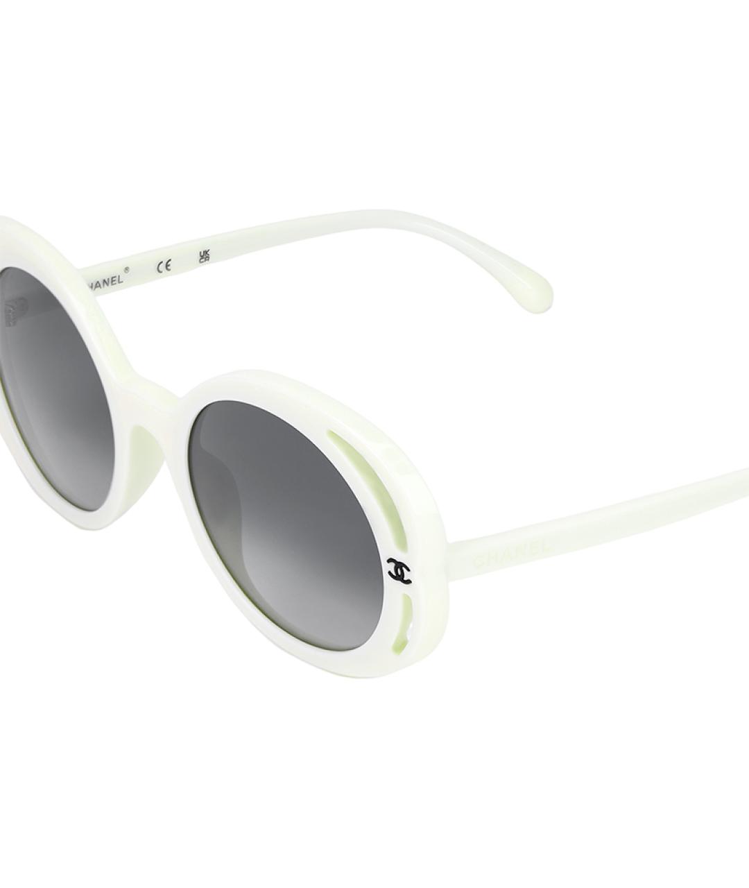 CHANEL Белые пластиковые солнцезащитные очки, фото 4