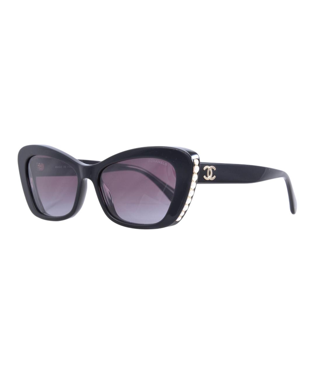 CHANEL Черные пластиковые солнцезащитные очки, фото 1