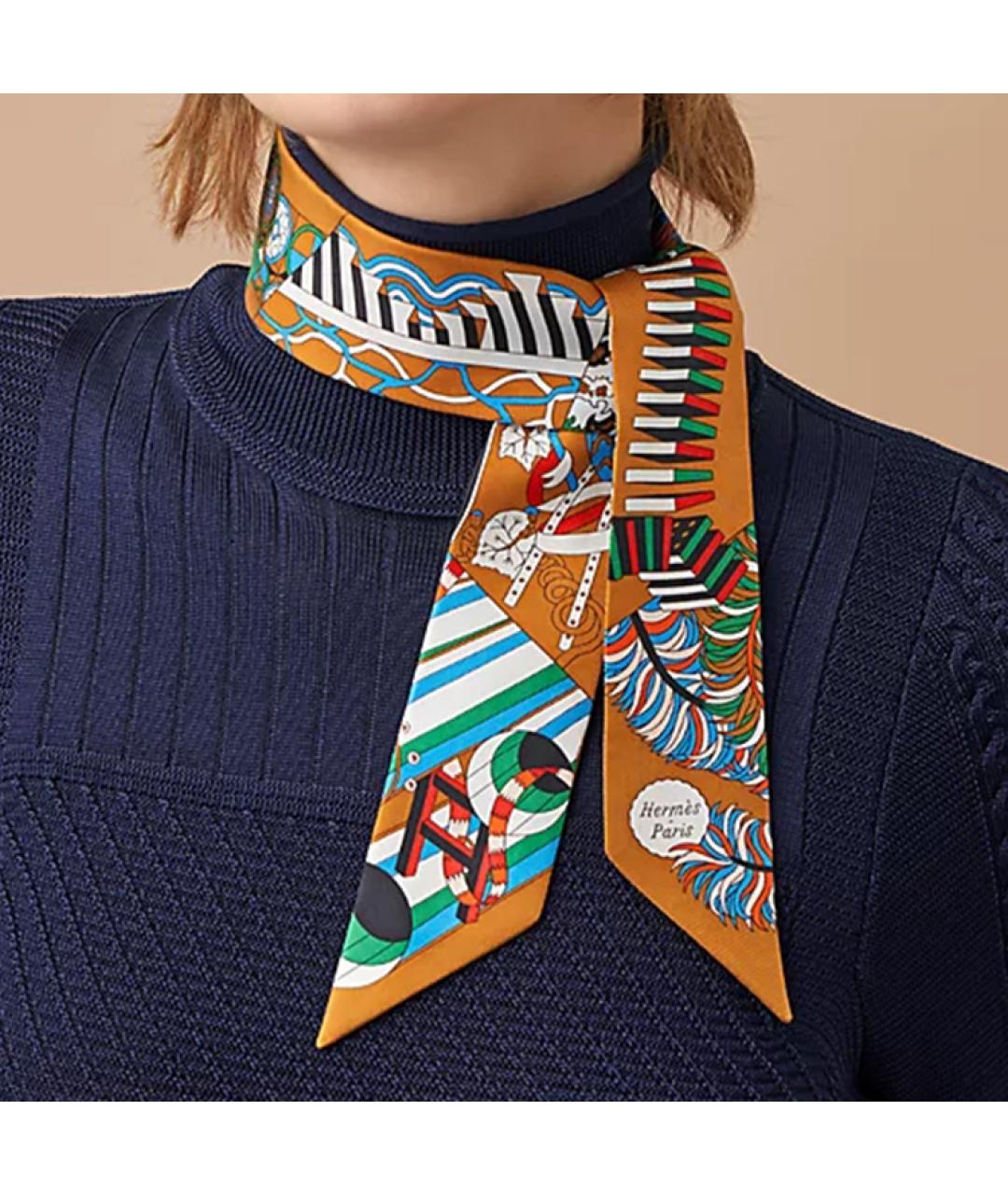 HERMES Мульти шелковый шарф, фото 2