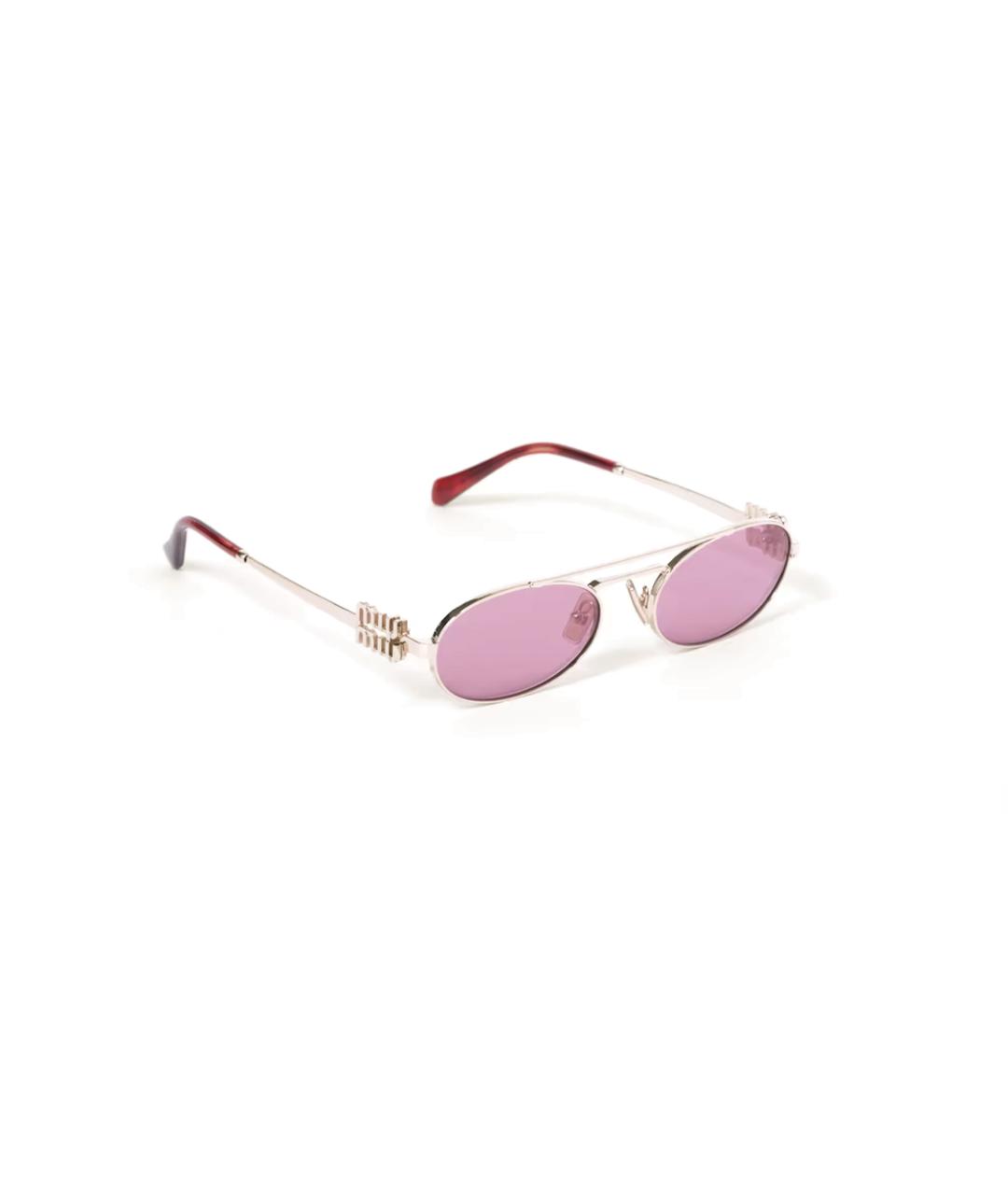 MIU MIU Золотые металлические солнцезащитные очки, фото 4