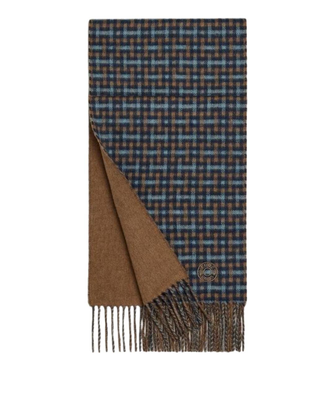 HERMES Коричневый шарф, фото 1