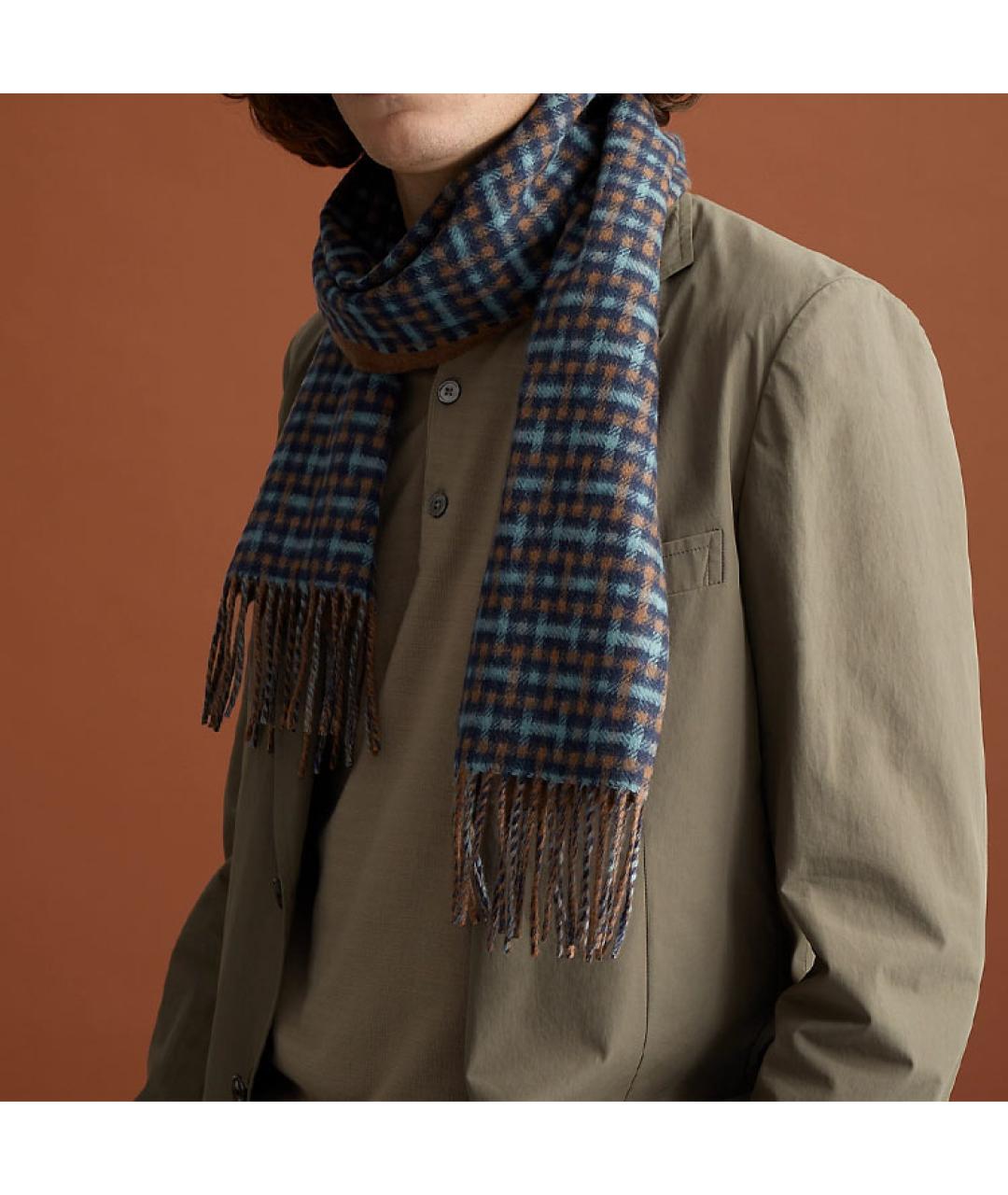 HERMES Коричневый шарф, фото 2