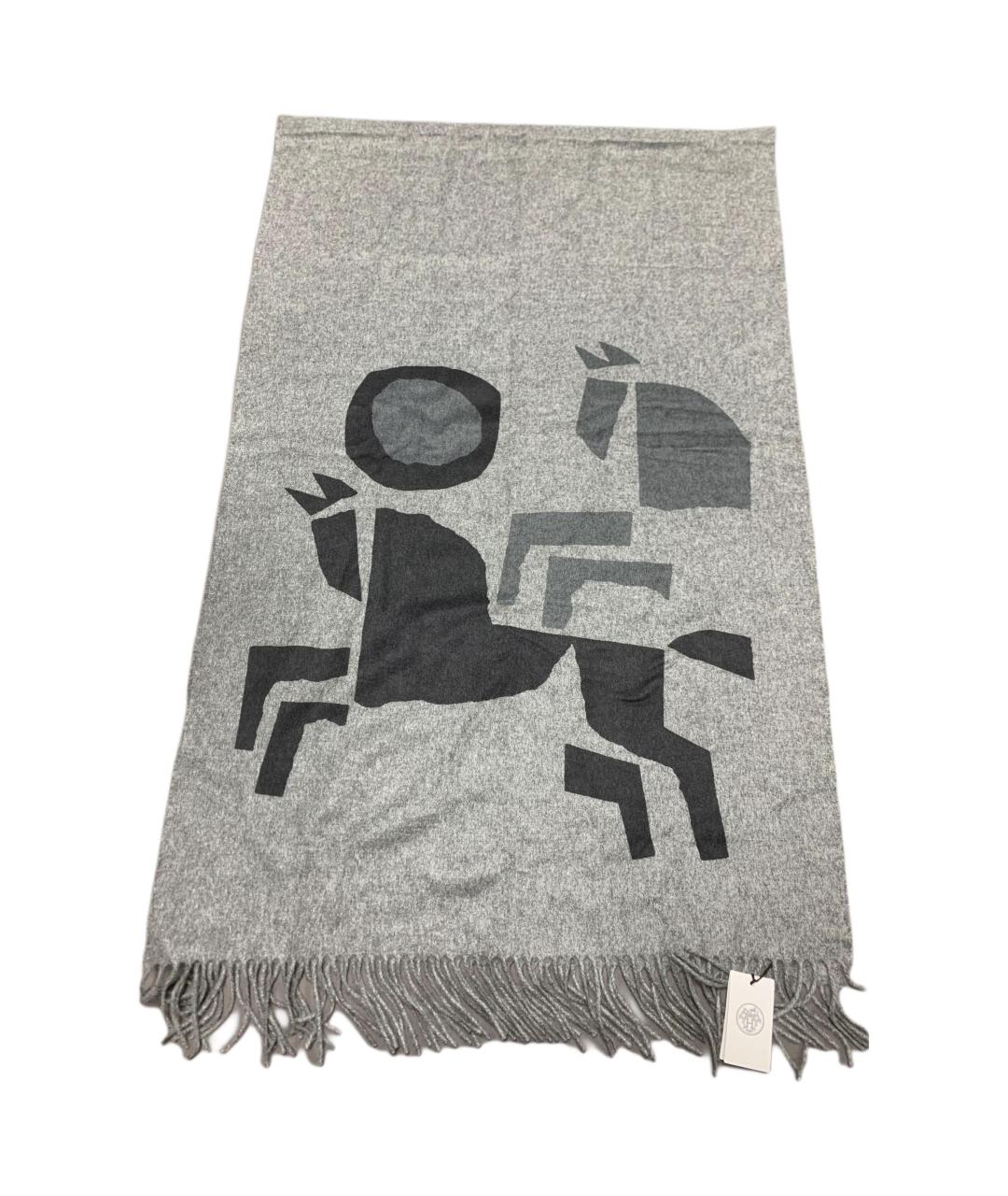HERMES Серый шарф, фото 2