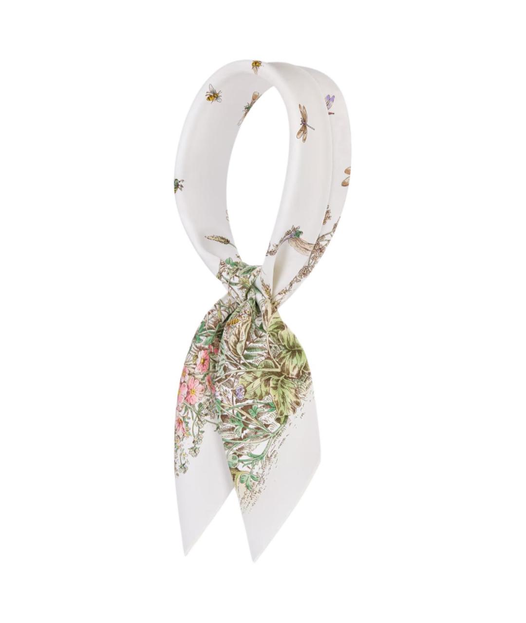 CHRISTIAN DIOR Бежевый шелковый шарф, фото 3