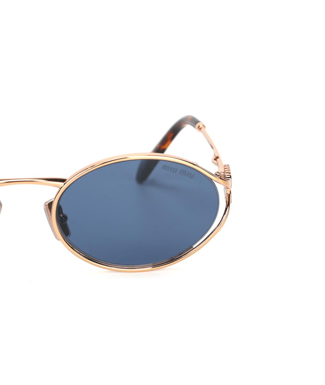 MIU MIU Золотые металлические солнцезащитные очки, фото 4
