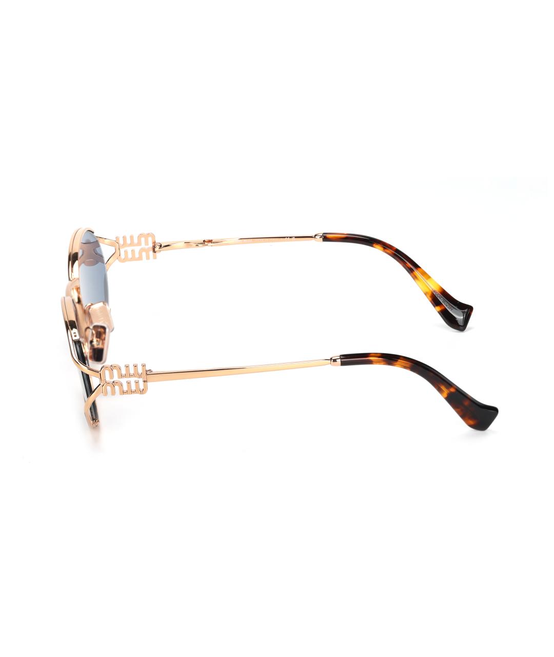 MIU MIU Золотые металлические солнцезащитные очки, фото 3