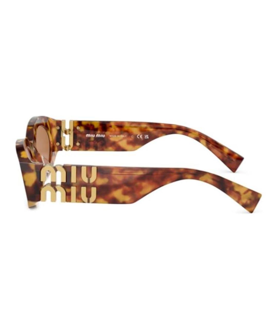 MIU MIU Коричневые металлические солнцезащитные очки, фото 4
