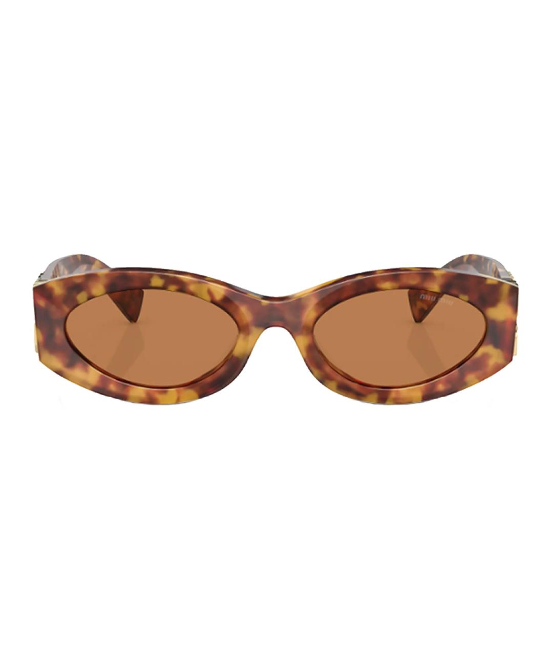 MIU MIU Коричневые металлические солнцезащитные очки, фото 2