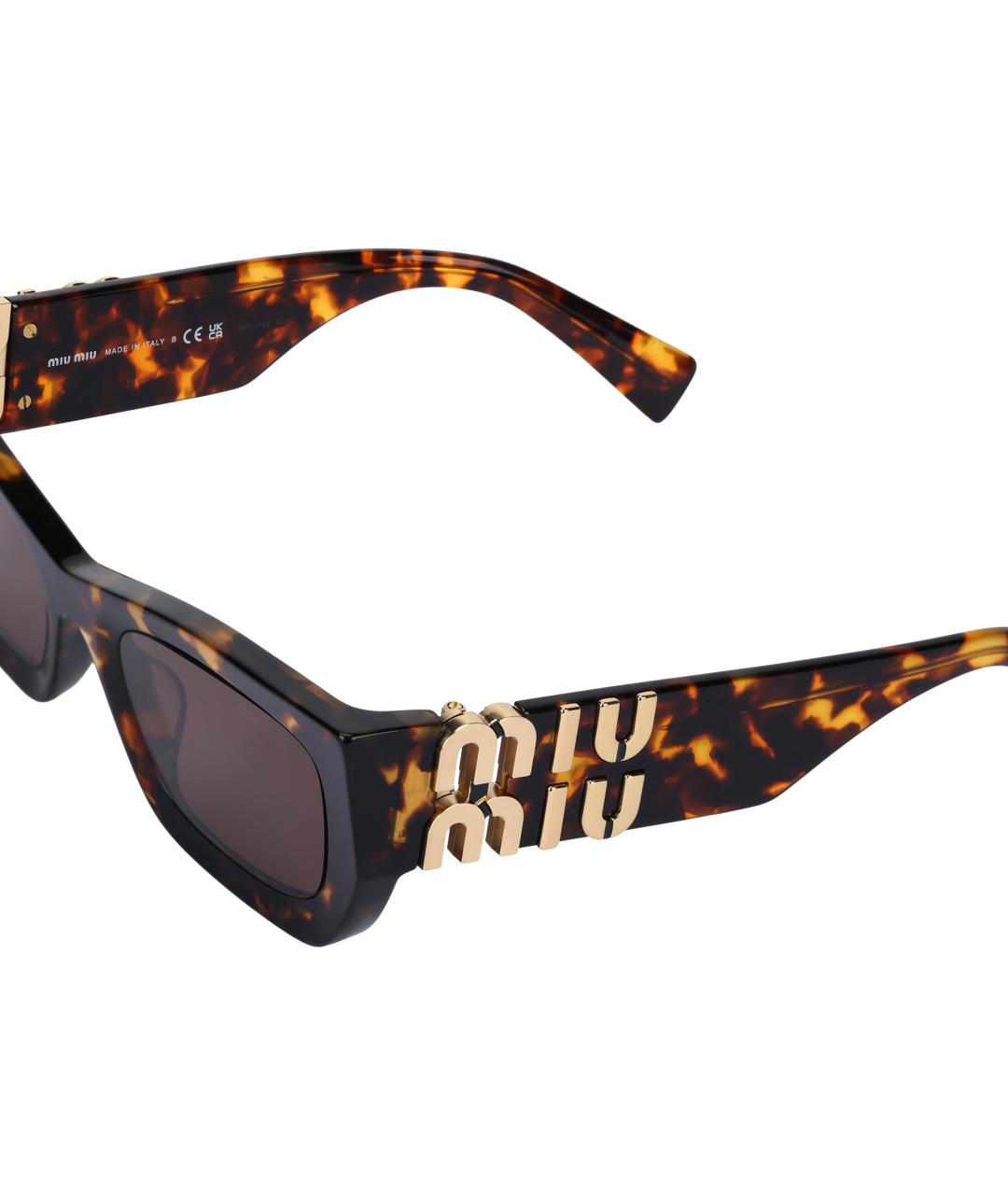 MIU MIU Коричневые пластиковые солнцезащитные очки, фото 5