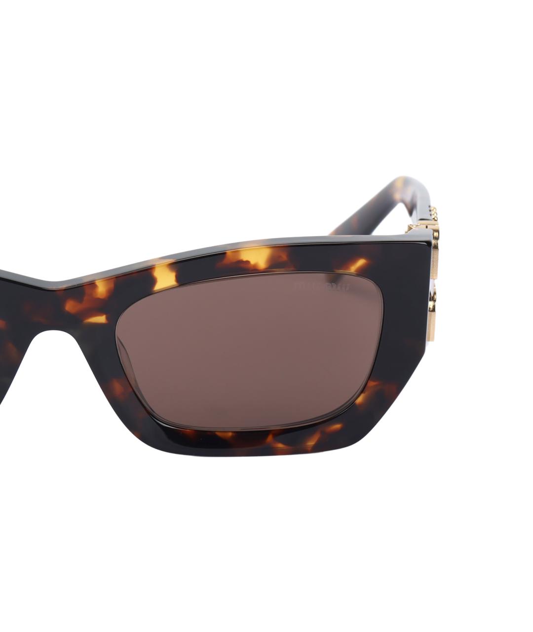 MIU MIU Коричневые пластиковые солнцезащитные очки, фото 4