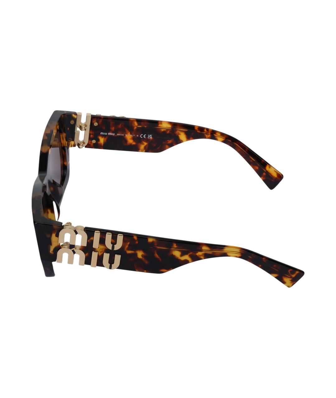 MIU MIU Коричневые пластиковые солнцезащитные очки, фото 3