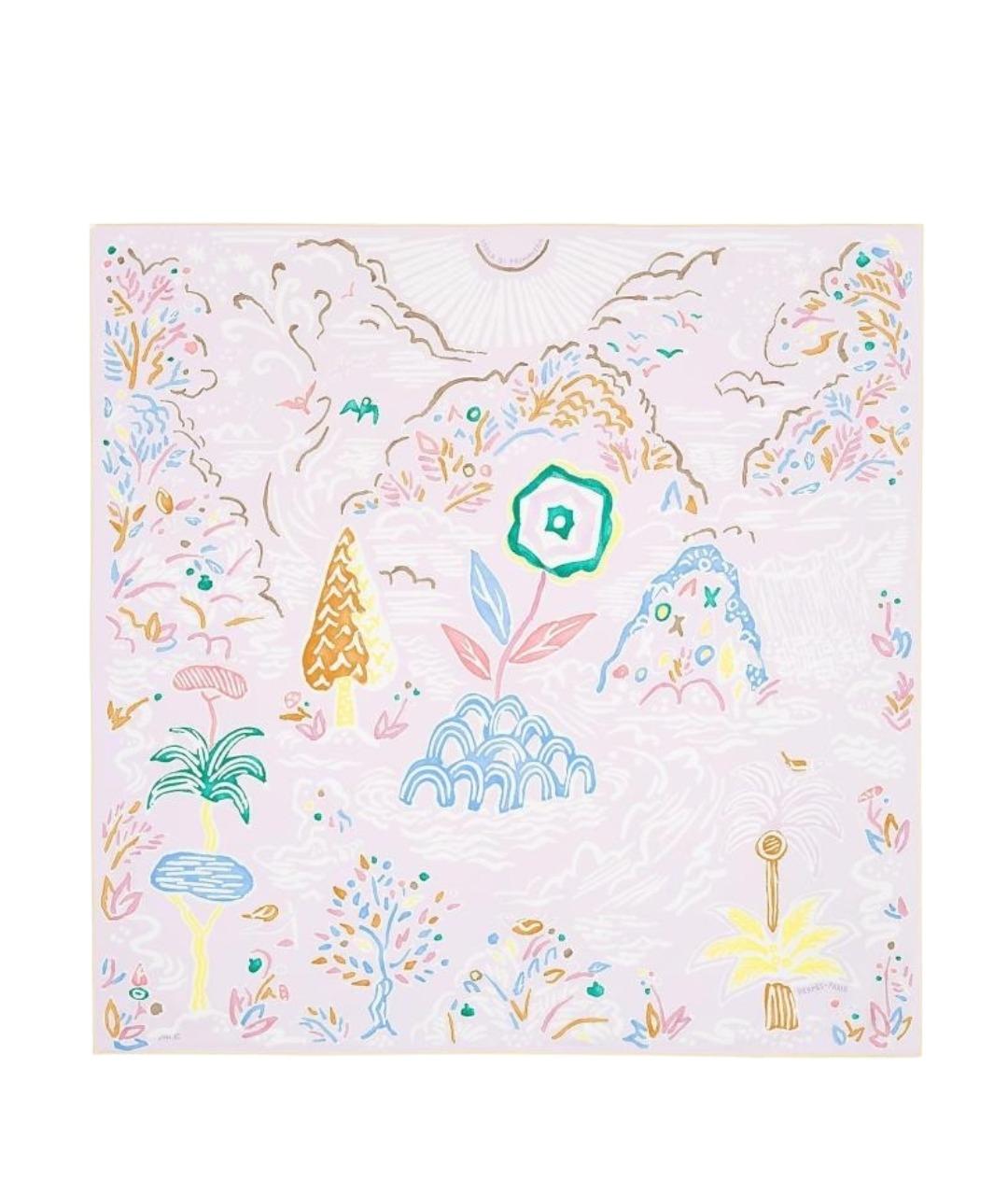 HERMES Розовый шелковый шарф, фото 1