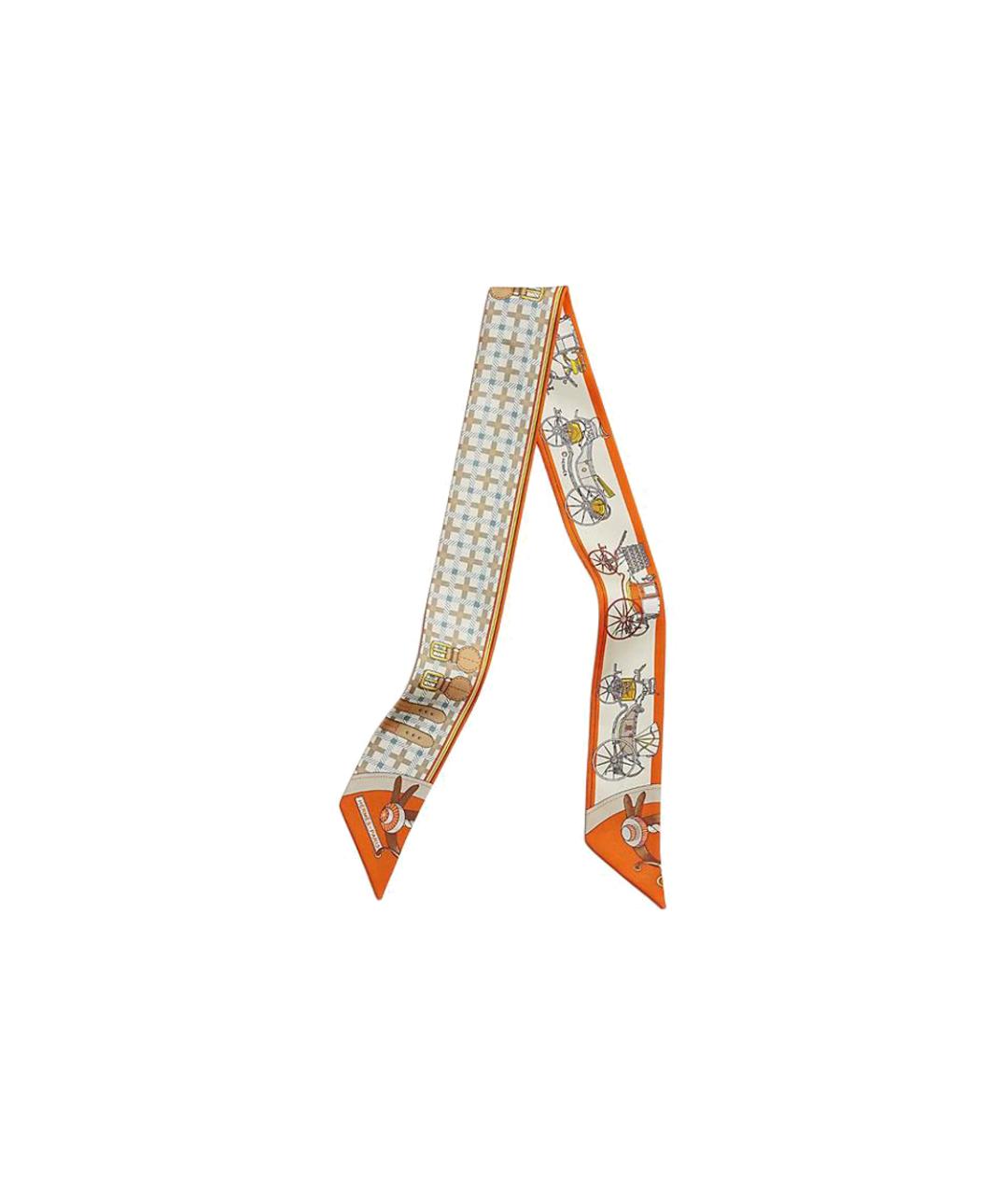 HERMES Оранжевый шелковый шарф, фото 3