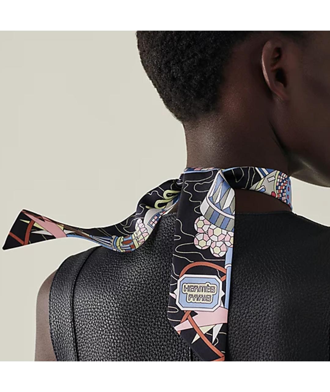 HERMES Черный шарф, фото 2