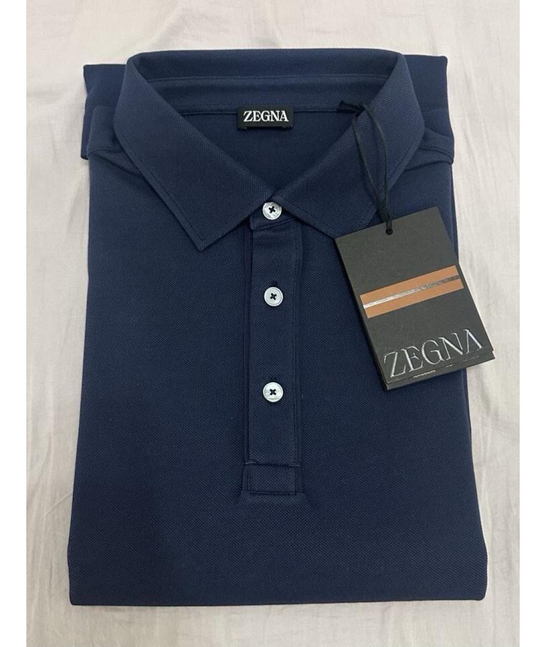 ZEGNA Синее хлопковое поло с длинным рукавом, фото 3