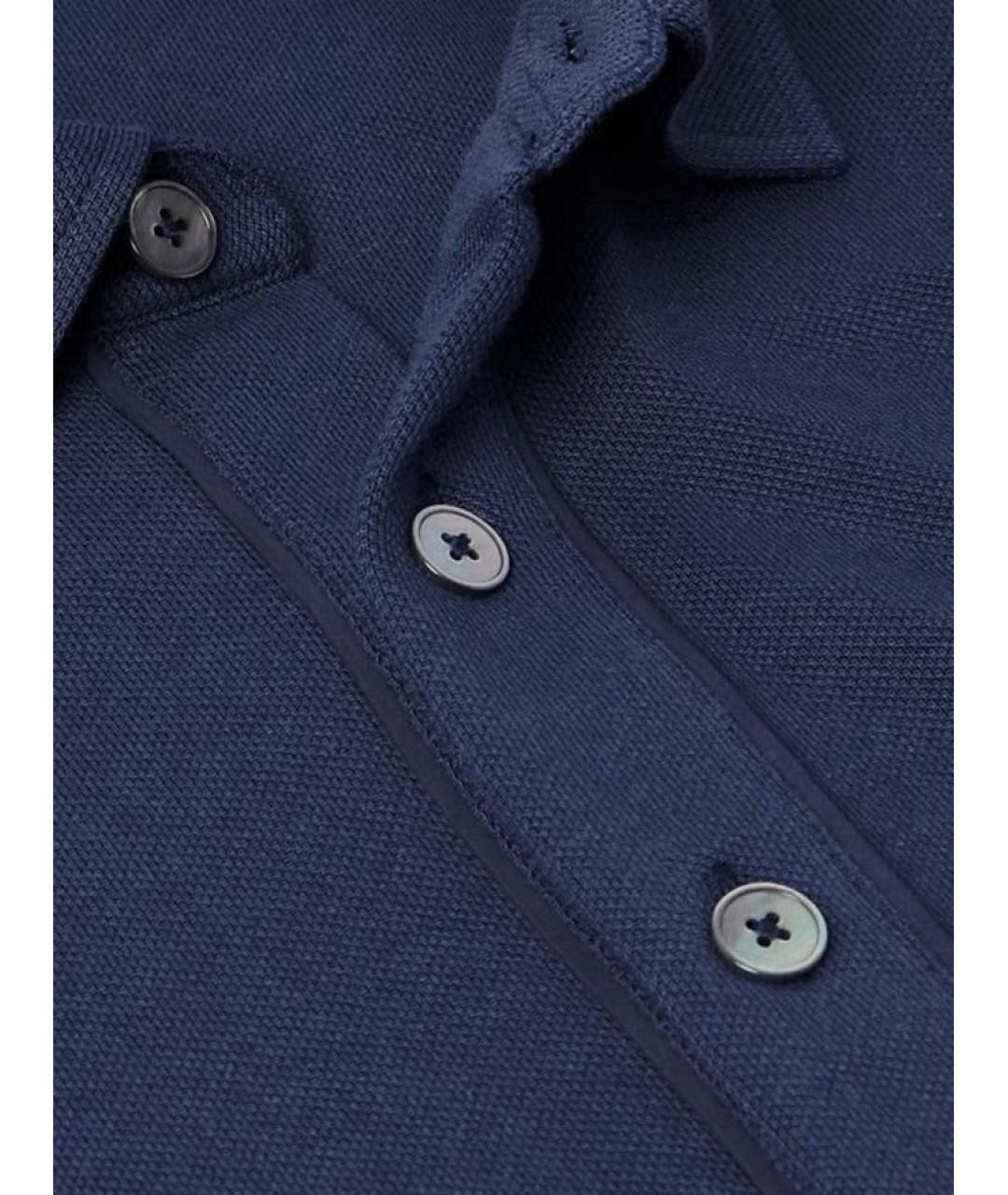 ZEGNA Синее хлопковое поло с длинным рукавом, фото 2