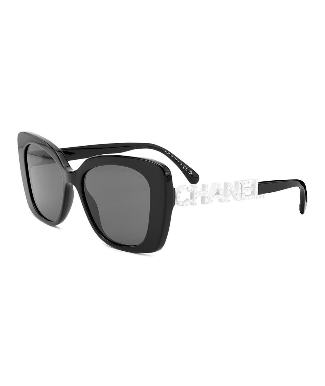CHANEL Черные пластиковые солнцезащитные очки, фото 1