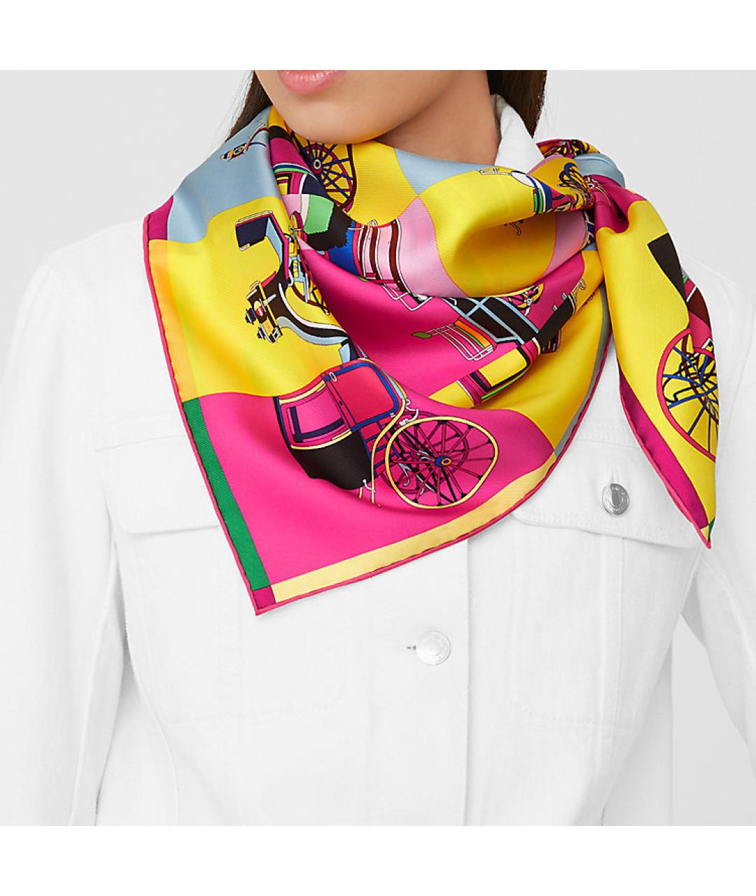 HERMES Розовый шарф, фото 2