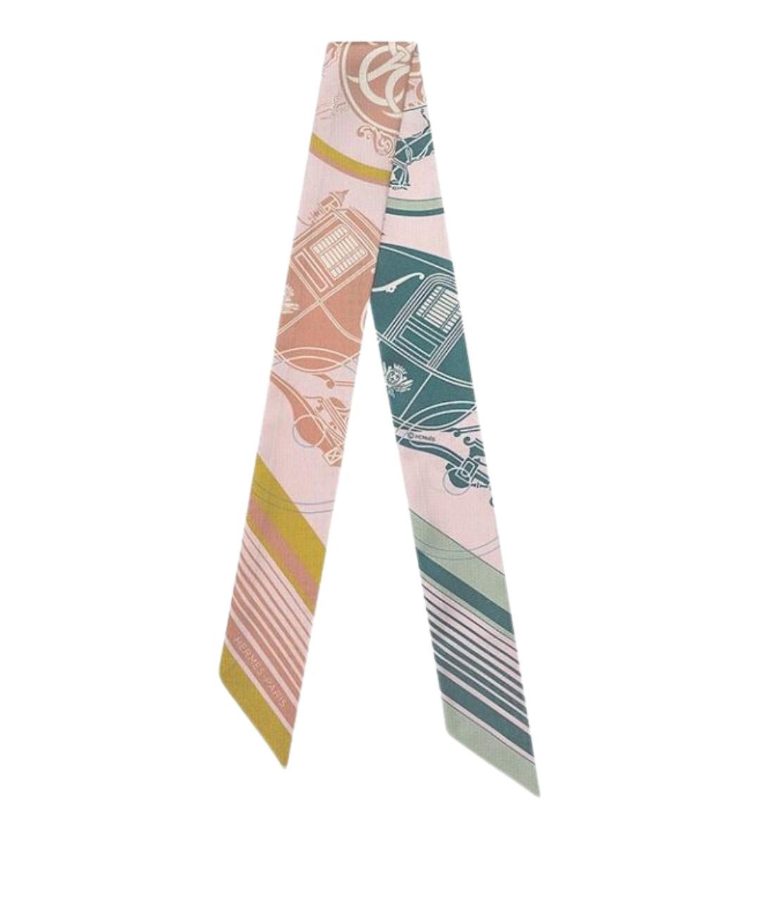 HERMES Розовый шелковый шарф, фото 1