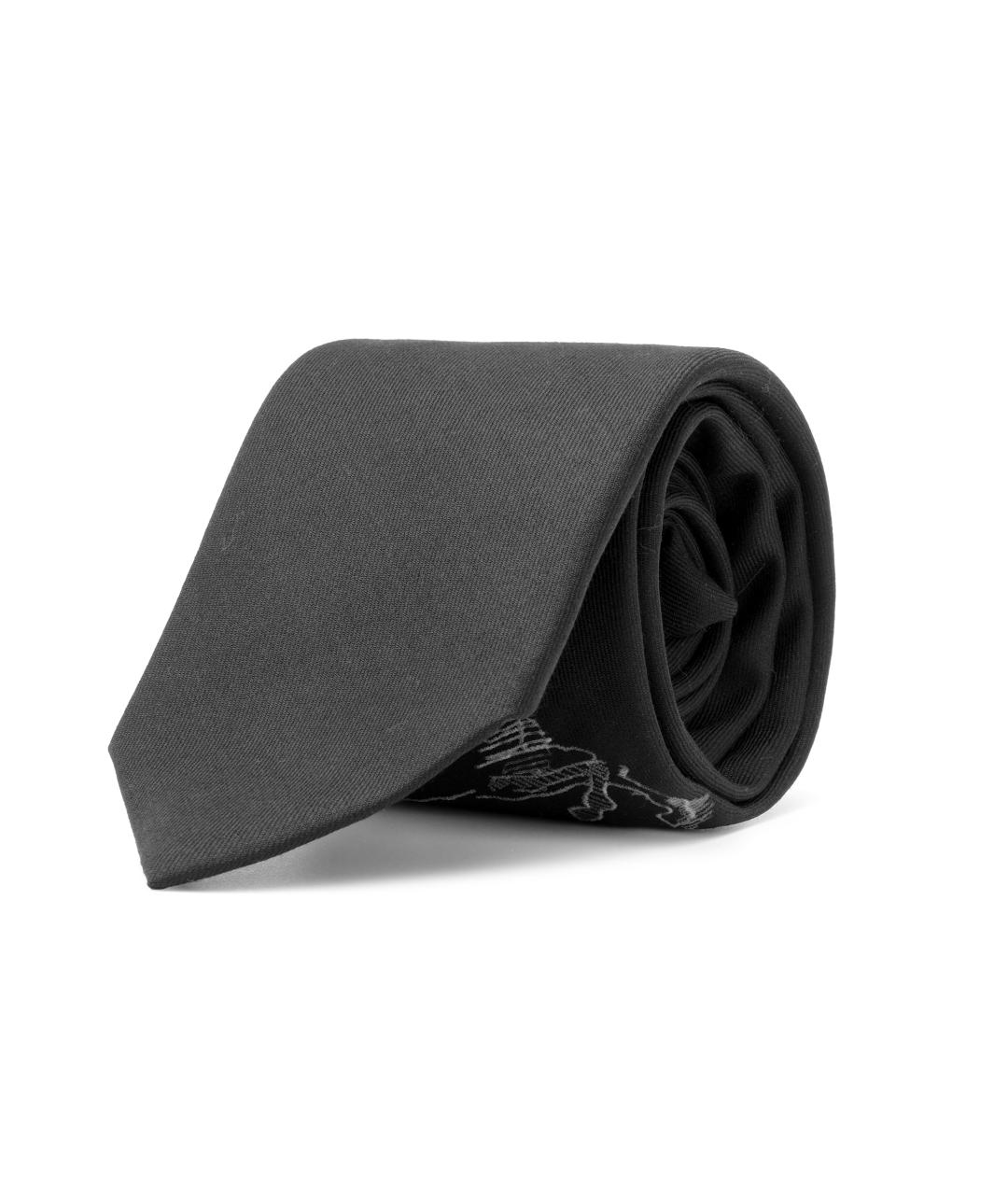 HERMES Черный шелковый галстук, фото 3